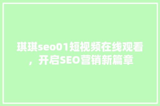 琪琪seo01短视频在线观看，开启SEO营销新篇章
