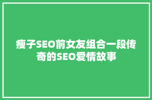 瘦子SEO前女友组合一段传奇的SEO爱情故事