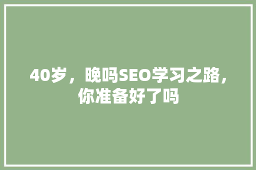 40岁，晚吗SEO学习之路，你准备好了吗