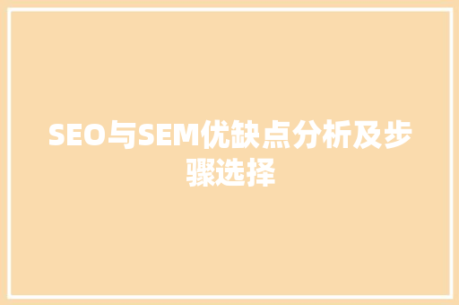 SEO与SEM优缺点分析及步骤选择