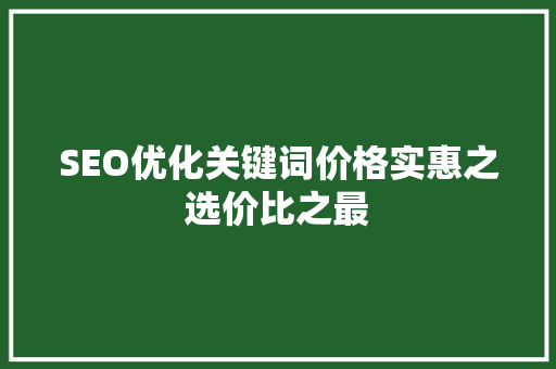 SEO优化关键词价格实惠之选价比之最