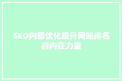 SEO内部优化提升网站排名的内在力量