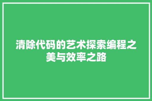 清除代码的艺术探索编程之美与效率之路