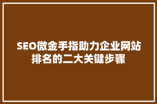 SEO微金手指助力企业网站排名的二大关键步骤