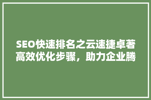 SEO快速排名之云速捷卓著高效优化步骤，助力企业腾飞