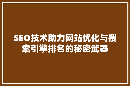 SEO技术助力网站优化与搜索引擎排名的秘密武器