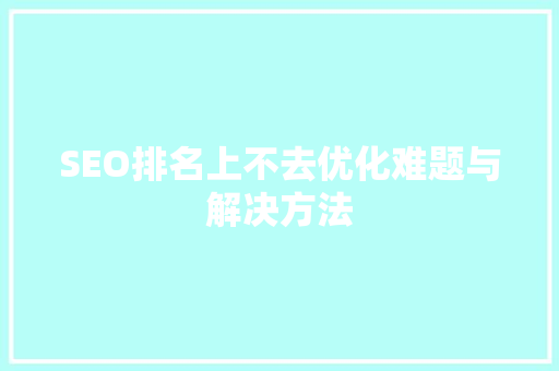 SEO排名上不去优化难题与解决方法