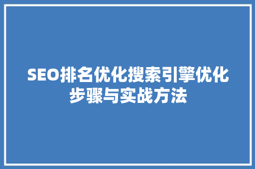 SEO排名优化搜索引擎优化步骤与实战方法