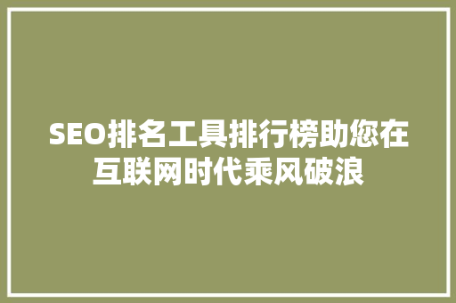 SEO排名工具排行榜助您在互联网时代乘风破浪