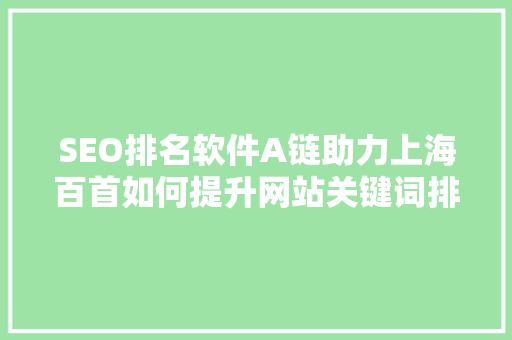 SEO排名软件A链助力上海百首如何提升网站关键词排名