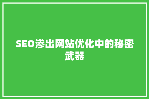 SEO渗出网站优化中的秘密武器