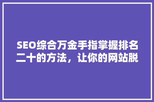 SEO综合万金手指掌握排名二十的方法，让你的网站脱颖而出