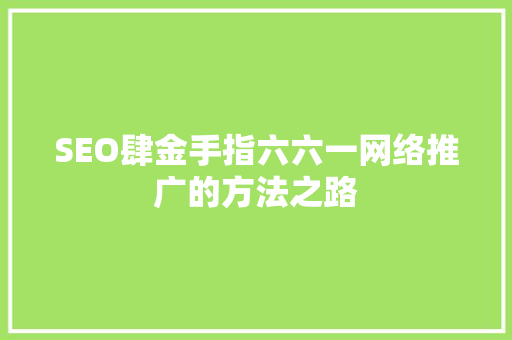 SEO肆金手指六六一网络推广的方法之路