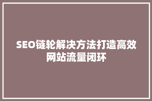 SEO链轮解决方法打造高效网站流量闭环