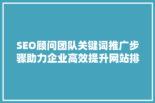 SEO顾问团队关键词推广步骤助力企业高效提升网站排名