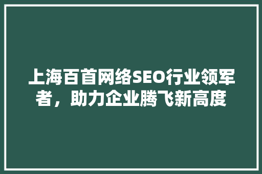 上海百首网络SEO行业领军者，助力企业腾飞新高度