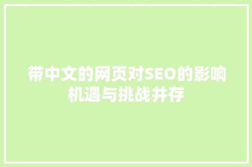 带中文的网页对SEO的影响机遇与挑战并存