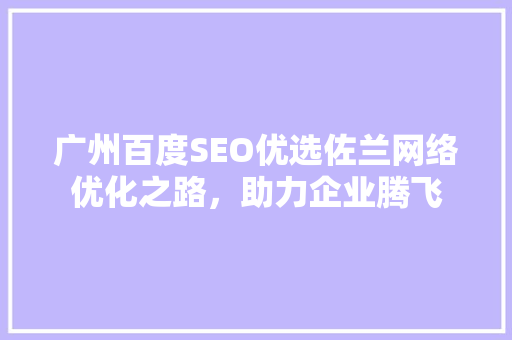 广州百度SEO优选佐兰网络优化之路，助力企业腾飞