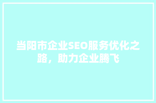 当阳市企业SEO服务优化之路，助力企业腾飞