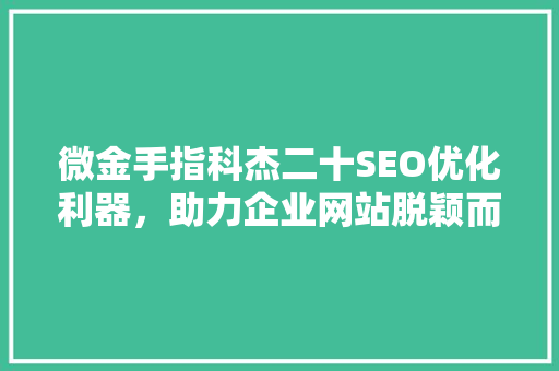 微金手指科杰二十SEO优化利器，助力企业网站脱颖而出