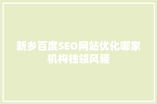 新乡百度SEO网站优化哪家机构独领风骚
