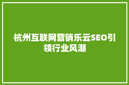 杭州互联网营销乐云SEO引领行业风潮