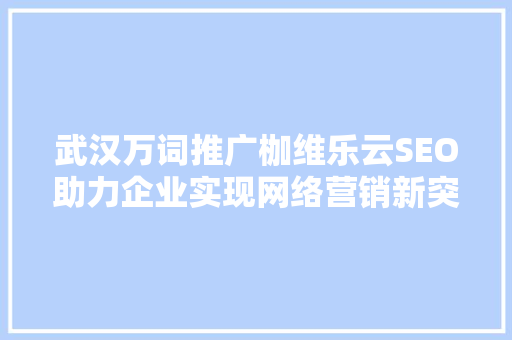 武汉万词推广枷维乐云SEO助力企业实现网络营销新突破