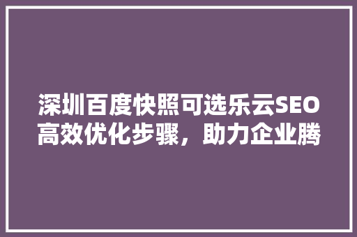 深圳百度快照可选乐云SEO高效优化步骤，助力企业腾飞
