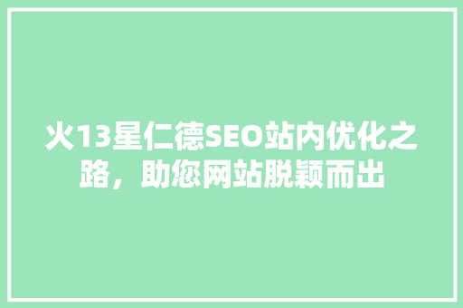 火13星仁德SEO站内优化之路，助您网站脱颖而出