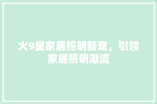 火9星家居照明新宠，引领家居照明潮流