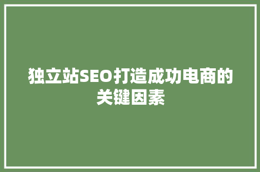 独立站SEO打造成功电商的关键因素