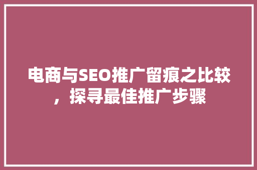 电商与SEO推广留痕之比较，探寻最佳推广步骤