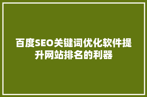 百度SEO关键词优化软件提升网站排名的利器