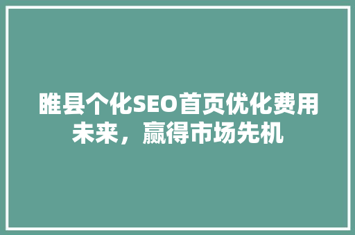 睢县个化SEO首页优化费用未来，赢得市场先机