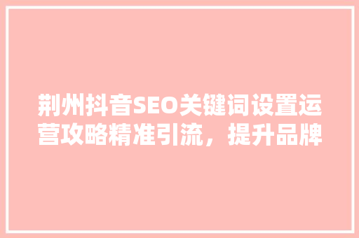 荆州抖音SEO关键词设置运营攻略精准引流，提升品牌影响力
