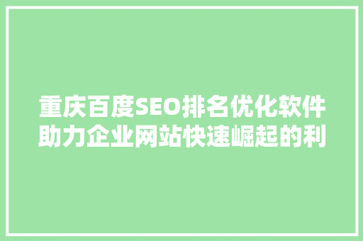 重庆百度SEO排名优化软件助力企业网站快速崛起的利器