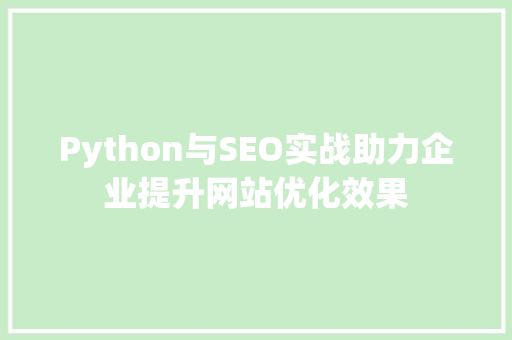 Python与SEO实战助力企业提升网站优化效果