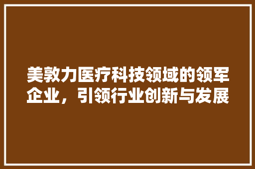 美敦力医疗科技领域的领军企业，引领行业创新与发展