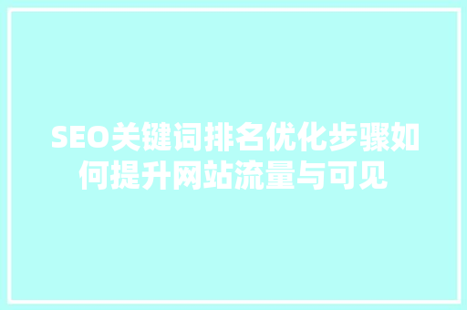 SEO关键词排名优化步骤如何提升网站流量与可见