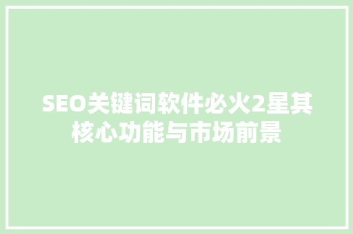 SEO关键词软件必火2星其核心功能与市场前景