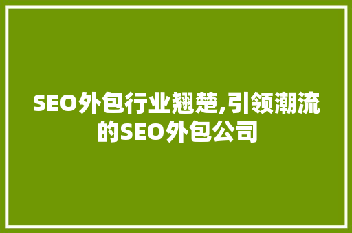 SEO外包行业翘楚,引领潮流的SEO外包公司