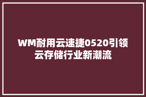 WM耐用云速捷0520引领云存储行业新潮流