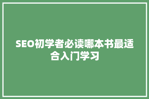 SEO初学者必读哪本书最适合入门学习
