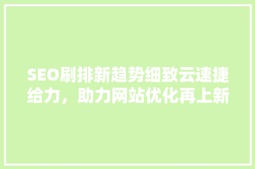 SEO刷排新趋势细致云速捷给力，助力网站优化再上新台阶