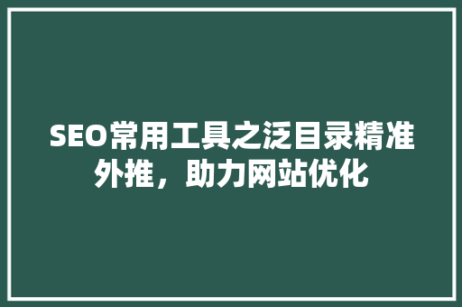 SEO常用工具之泛目录精准外推，助力网站优化