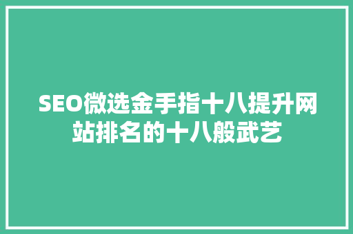 SEO微选金手指十八提升网站排名的十八般武艺  第1张