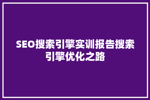 SEO搜索引擎实训报告搜索引擎优化之路