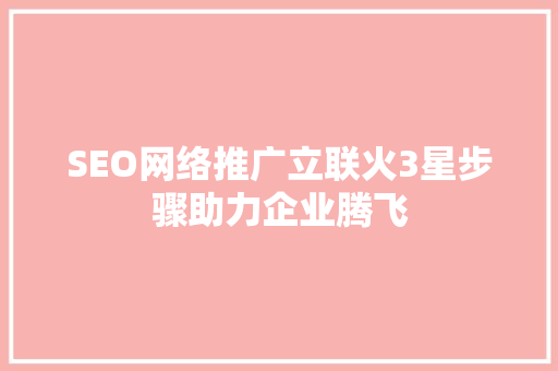 SEO网络推广立联火3星步骤助力企业腾飞