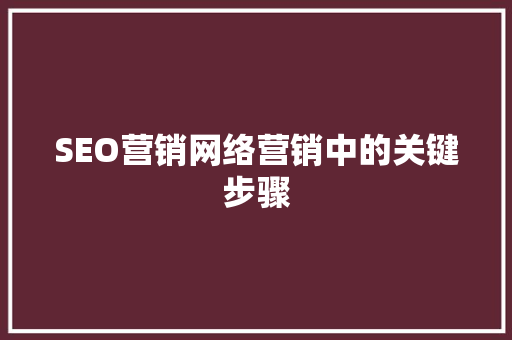 SEO营销网络营销中的关键步骤