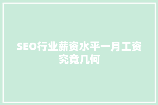 SEO行业薪资水平一月工资究竟几何